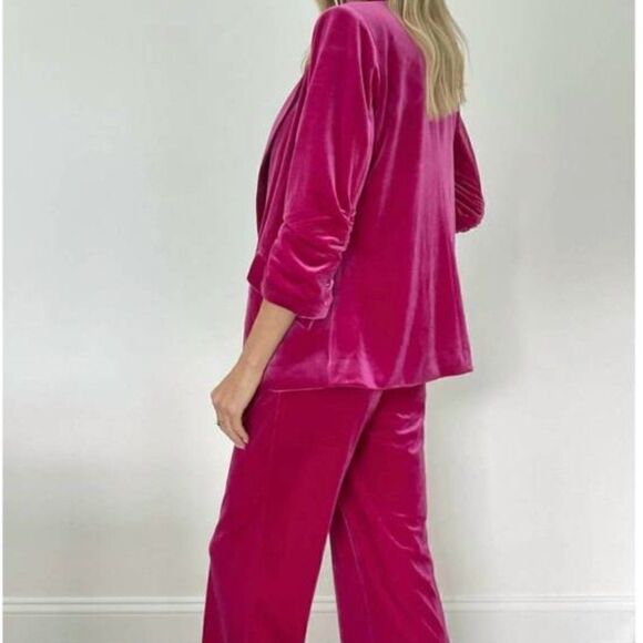 NWT SIX/FIFTY bright pink velour pants comfy barbie size extra small - Picture 2 of 14